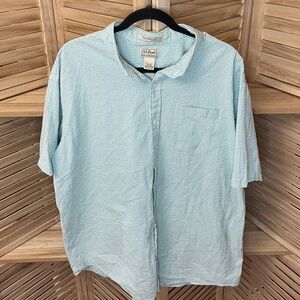 L.L.Bean Green White Gingham Short Sleeve mens Shirt XXL Regular